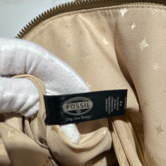 FOSSIL Bag & FREE Wallet, Tate Dome Shoulder Satchel, Cream and Green Wallet - Picture 17 of 17